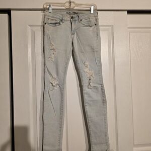 Bullhead Light Blue Distressed Skinny Jeans